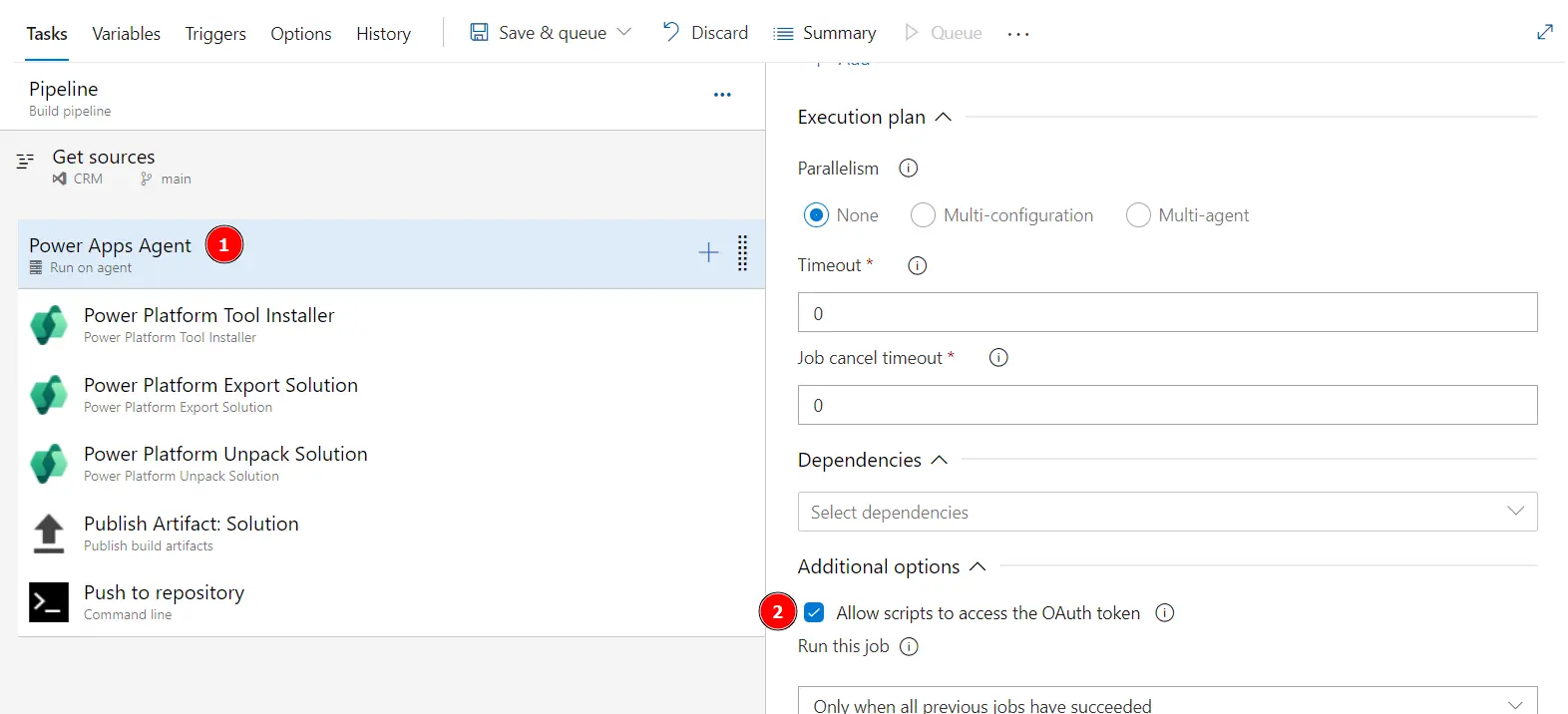 allow scripts to access the OAuth token in pipeline
