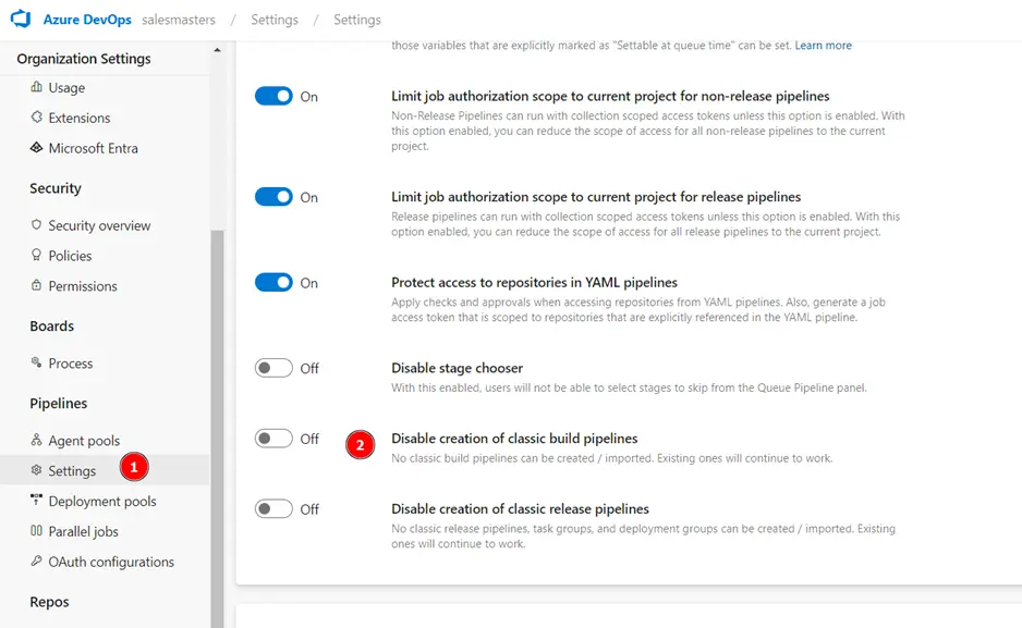 enable-classic-pipelines-option enable classic pipelines option