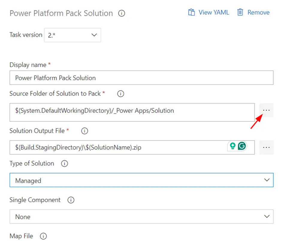 pack solution configuration