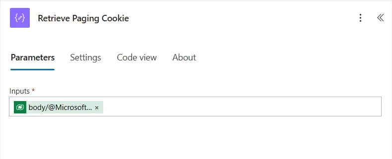 compose-step add compose action to retrieve paging cookie