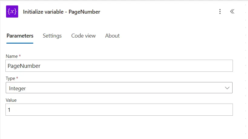 initialize-page-number-variable initialize page number variable