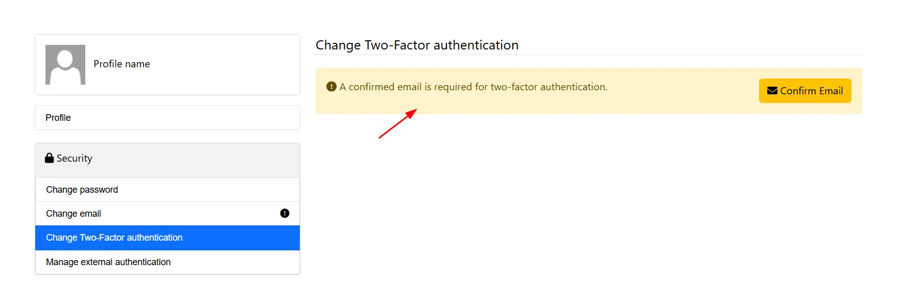 confirm-email-before-2fa confirm email address is required to enable 2FA