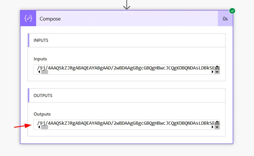 compose action with base64 content