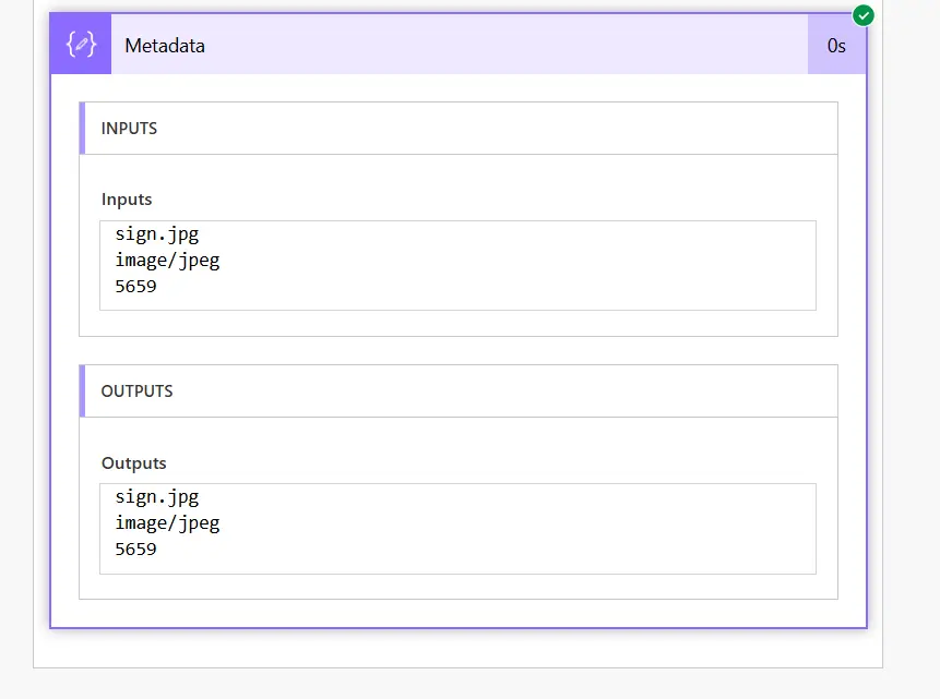 file metadata output