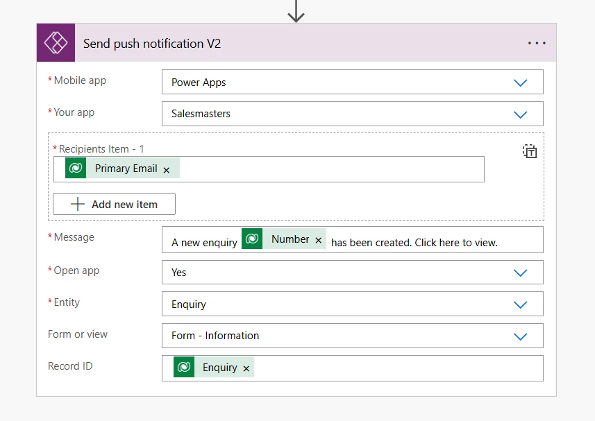 push-notification-action-parameters push notification action parameters
