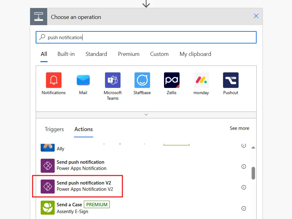push-notification-action send push notification action