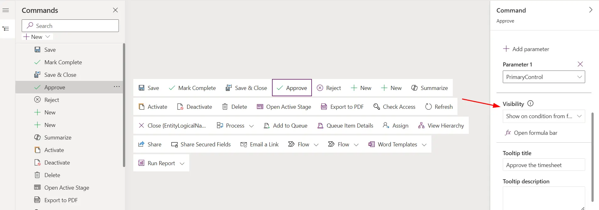 visible option form button visible option form button
