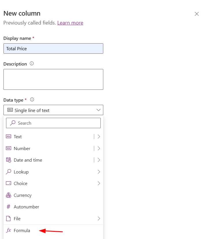 column-type-as-formula choosing data type as formula