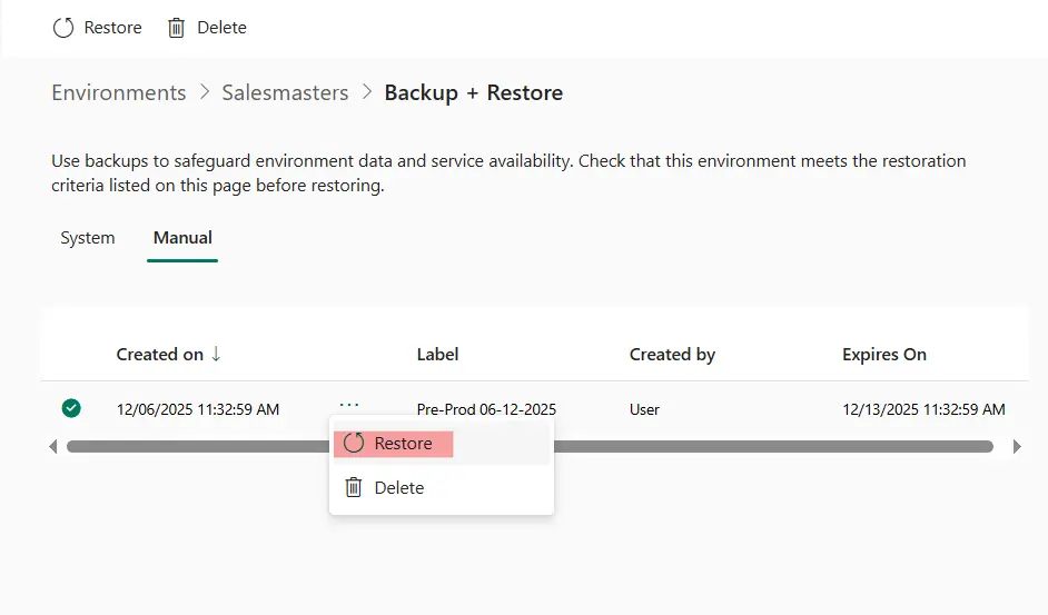 manual backup restore