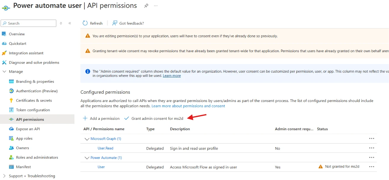 granting admin consent