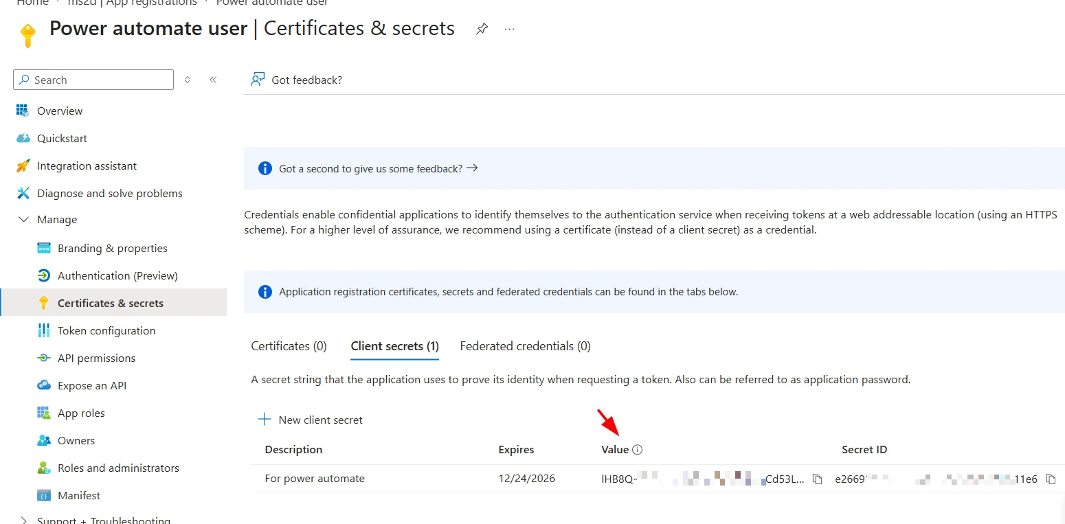save client secret