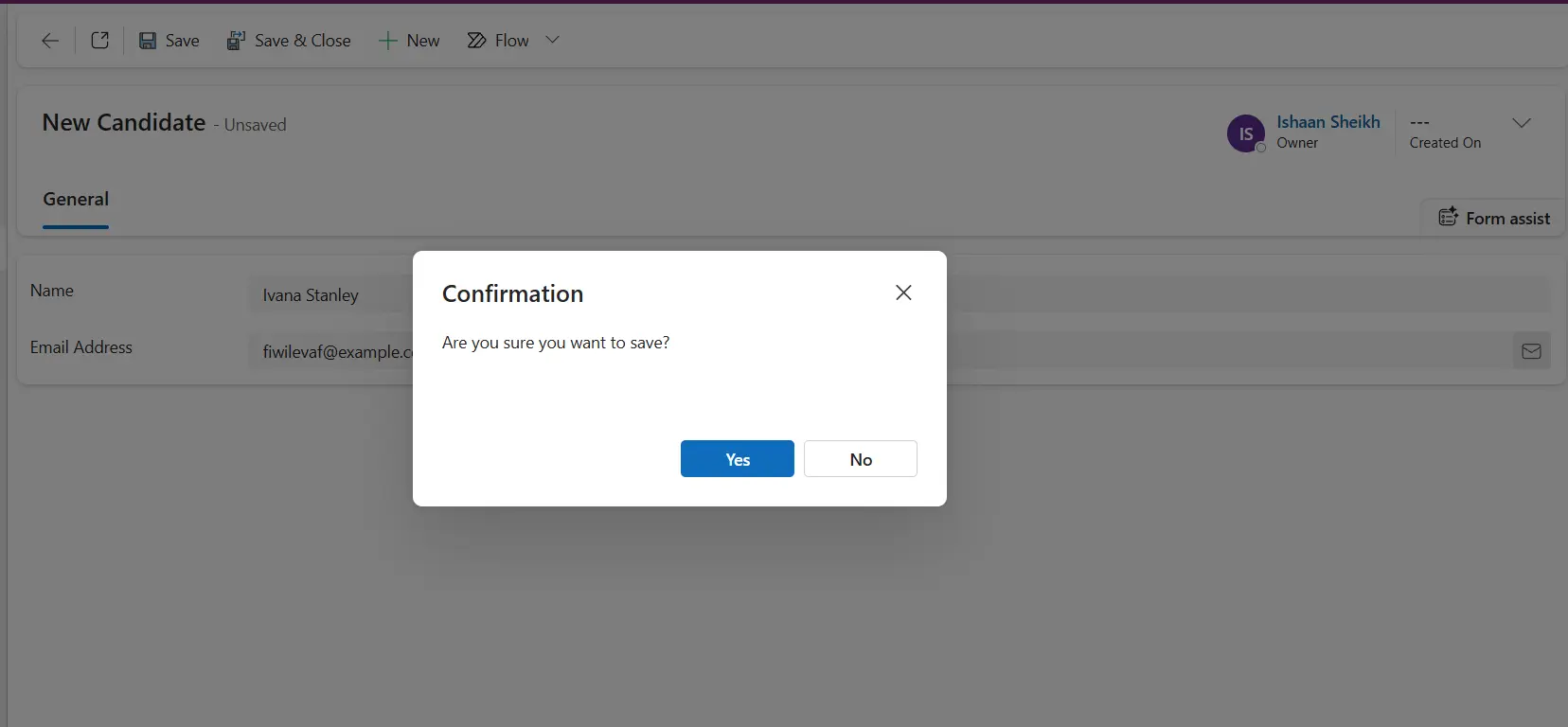 confirmation dialog in power apps